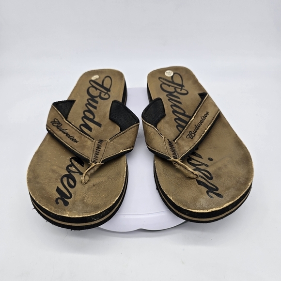 Budweiser Shoe Men 14 Thong Sandals Brown - Picture 2 of 8